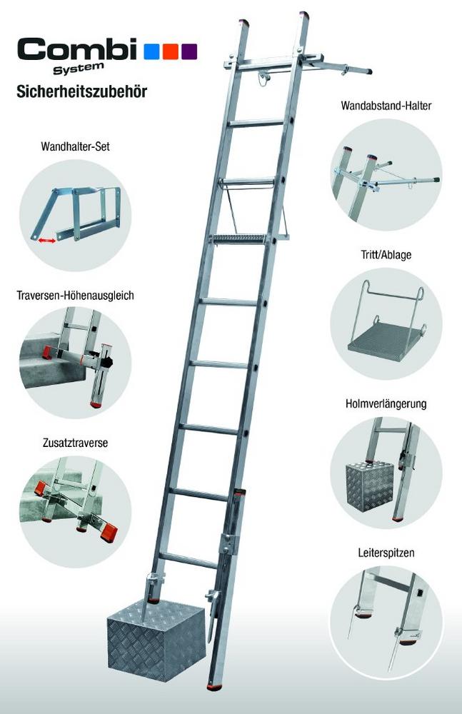 Tritte, Leitern und Gerüste Dank umfangreichem Zubehör wird jede Arbeit in der Höhe sicher und